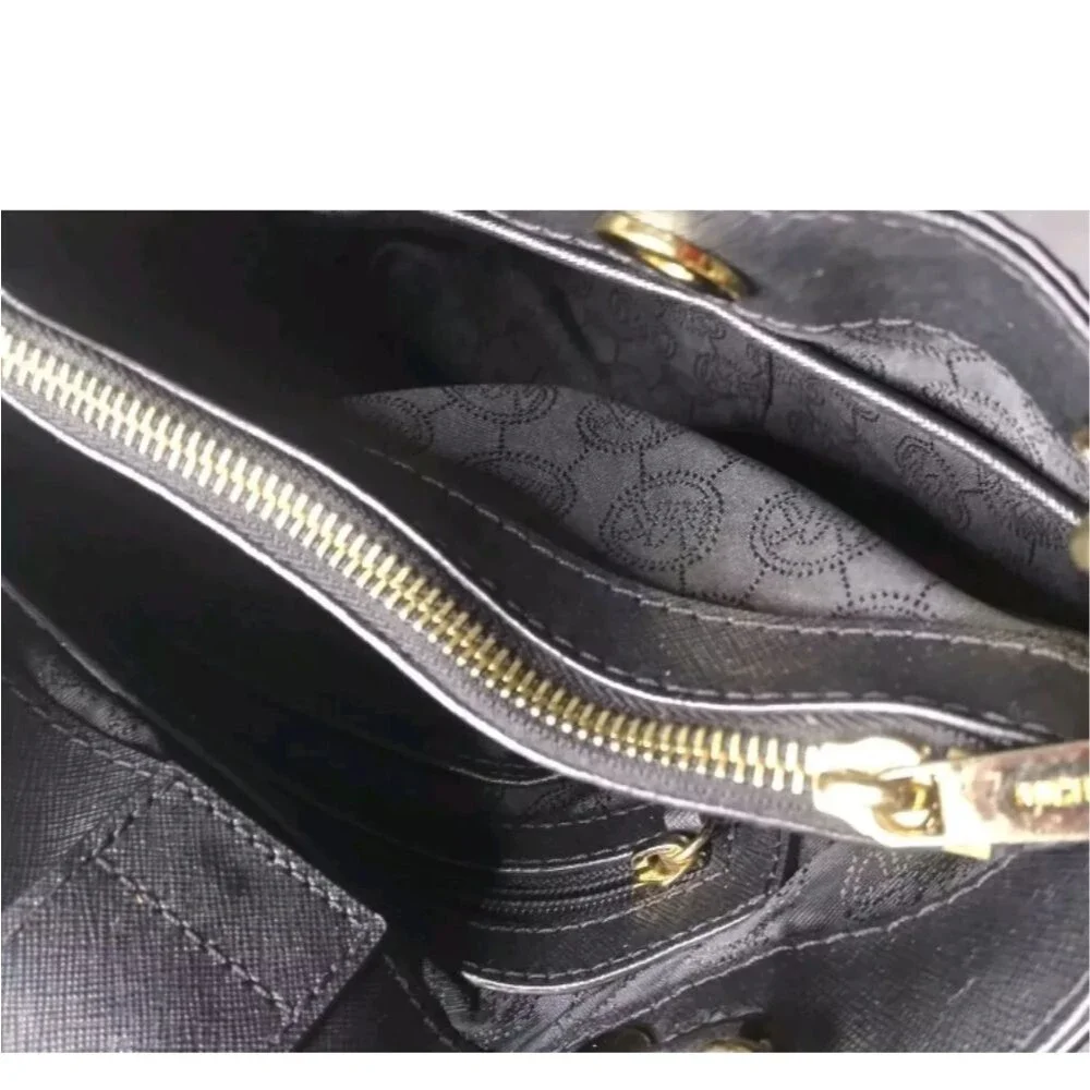 Michael Kors Small Cynthia Saffiano Leather Satchel Bag Black 30S5GCYS1L